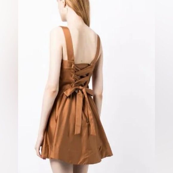 Alice + Olivia Saige Lace-up Back Poplin Minidress size 6 - Picture 4 of 13